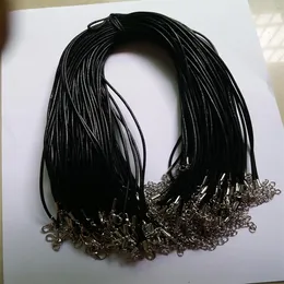 100 Stück 2,0 mm schwarzes Echtleder-Halskettenband mit Karabinerverschlussschnur für Schmuck, Halskette, Armbandherstellung, Zubehör 43CM3495