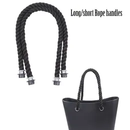 Bag Parts Accessories 1 Pair Long Short Black Natural Hemp Rope Handle for O bag Obag Women Classic Mini EVA Bag 230721