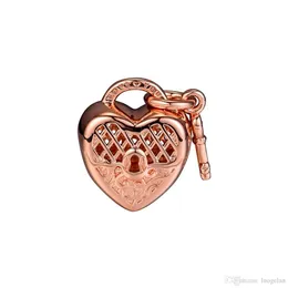 2018 Autumn 925 Sterling Silver Jewelry Love You Lock Rock Rose Gold Charm Beads Fitts Pandora Braceletsネックレス