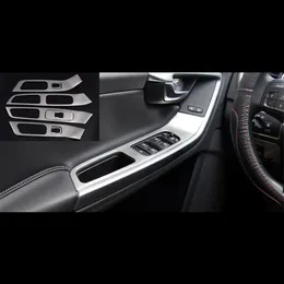 7st rostfritt stål dörr armstödpanel dekoration fönster glas lyft ram trim för Volvo XC60 S60 V60 bilstyling3064