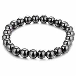 Schwarzes Hämatit-8-mm-Kugelperlen-Magnettherapie-Armband, Magnetstein-Armband, lindert Arthritis, Kopfschmerzen, Stressabbau, Schmuck176t