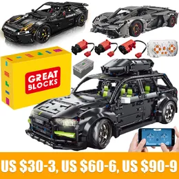 Action Toy Figures Technical App Remote Control T5023 RS6 Moter Power Bricks Building Block Estate Car Gift Toys for Children MOC Set Assembling 230721