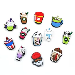 Shoe Parts Accessories Moq 100Pcs Tea With Milk Coffee Cup Cute Cartoon Pattern Clog Charms 2D Soft Rubber Lo DhopbAA188