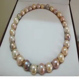 Fast Fine Pearl Jewelry HUGE 18 13-15MM NATURAL SOUTH SEA GENUINE WHITE GOLD PINK PURPLE PEARL NECKLACE250h