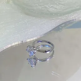 Кластерные кольца 925 Стерлинговое серебро серебряное CN (Origin) Diamond Ring Wemales anillos de обручальные кольцом