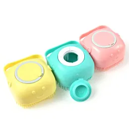 Bathroom Dog Bath Brush Massage Gloves Soft Safety Silicone Comb with Shampoo Box Pet Dog Brush Wholesale 0721