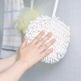Handdukkök handdukar boll snabb torr chenille fiber handboll med hängande öglor mjuk fuzzy luddfri för badrum användbara saker