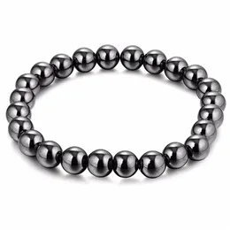 Black Hematite 8mm Ball Bead Magnetic Therapy Bracelet Magnet Stone Bracelet Relieve Arthritis Headache Stress Relieving Jewelry236h