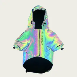 Vindtät regntät reflekterande silverhundkläder Dogs Raincoat Jacket Pet Party Clothing Coat Colorful Clothes Sweatshirts For LA260X
