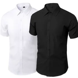 Mäns casual skjortor sommarskjorta för män dagliga avslappnade vita skjortor kort ärmknapp ner smal passande manlig social blus 4xl 5xl 230721