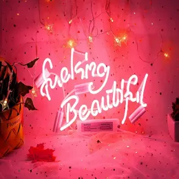 Neon Signs Fucking Beautiful Pink Neon Light for Wall Decor Bedroom Wall Signs Hanging Custom Neon Words182g