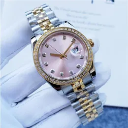 orologio di lusso oro diamante lunetta 36mm donna orologi meccanici Orologi da polso quadrante rosa zaffiro cinturino in acciaio inossidabile bicolore249E