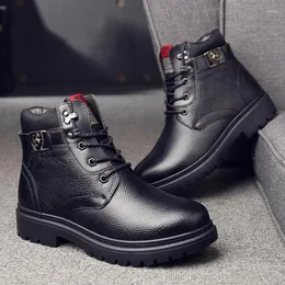 Boots 2023 Autumn And Winter Brand Warm Men's Leather Waterproof Rubber Snow Casual Retro Shoes