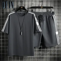 Männer Trainingsanzüge Sets Männer Casual Jogger Trainingsanzug Sommer Lose Trendy Hübsche Shorts T-shirts 2 Stück Outfits Alle spiel kleidung BF Streetwear 230721