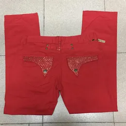 Jeans da uomo Red Robin con borchie in cristallo Pantaloni da uomo in denim con clip ad ala in metallo Tag Jean taglia 30-42194S