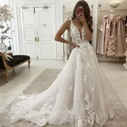 Glitter lace Wedding Dress Elegant Lace Appliqued Shiny Bridel Gowns Off the Shoulder long train Princess Party Beach Gowns White Sweep Train Corset Bridal Gowns