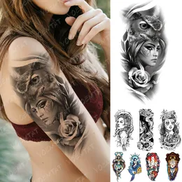 Waterproof Temporary Tattoo Sticker Old School Owl Rose Goat Flash Tattoos Anchor Mermaid Body Art Arm Fake Tatoo Women Men