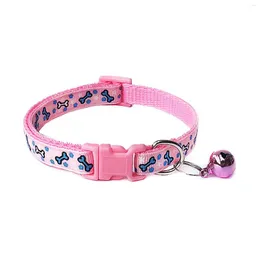 Hundehalsbänder, 4 Stück, personalisierbar, mit Glöckchen, kleine Knochen-Halskette, verstellbar, für Welpen, Kätzchen, Rosa, See, Blau, Lila, Rot