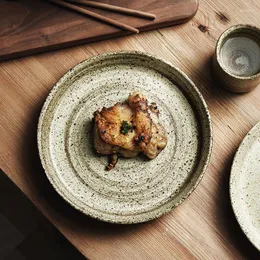 Pratos 1 peça cerâmica estilo japonês 7,5 polegadas salada redonda macarrão bife prato prato ocidental personalidade restaurante casa conjunto de talheres