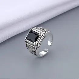 Wedding Rings Arrival Retro Thai Silver Black Crystal Men Ring Original Jewelry For Man Birthday Gift Never Fade