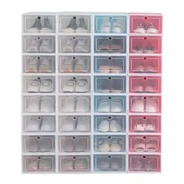مربع أحذية 12pcs مجموعة متعددة القابلة للطي قابلة للطي بلاستيك واضحة المنظم المنظم المنظم رف الحذاء مكدس الشاشة منظم مربع واحد 2268x