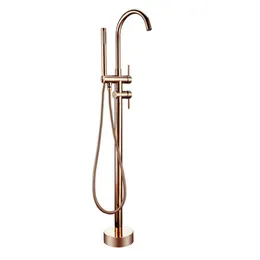 Bathroom Taps Brass Shower Diverter Floor Standing Bathtub Spout Mixer Tap Faucet Rose Gold for Bath 10 Year Warranty289q