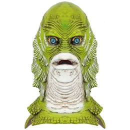 Party Masks Monster Fish Creature Mask Halloween Dress Up Lateks Nowator Kostium Gumowa pełna głowa 230721