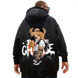 Men's Hoodies 2023 Funny Selfie Bear Print Wool Pattern Essence Hoodie Men And Women Hip-hop Streetwear Loose Sweatshirt Casual Y2k Clothes