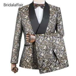 Gwenhwyfar Formal Tailor-made Groom Tuxedo Floral Printed Slim Fit Men Suit Set For Wedding Prom Mens Suits 2Pcs 2018 Jacket Pant271t