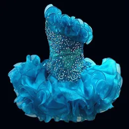 2020 Glitz Cupcake Organza Little Girls 'Pageant Dresses Sparkly One Shoulding Besked Crystal Short Girls'Prom Party Dre293U
