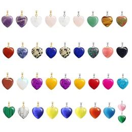 Charms 20Mm Natural Crystal Stone Pendant Cute Heart Shaped Gold Women Amehtysts Opal Choker Diy Necklace Earrings Jewelry Making Lo Dhded