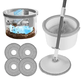 MOPS MOP Water Separation 360 Cleaning With Bucket Microfiber Lazy No Handwashing Floating Hushållsrengöringsverktyg 230721