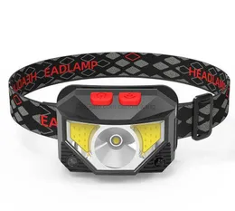 USB Rechargeable headlamp Red Safety Light head flashlight Outdoor cycling Camping running smart sensor Head Torch Flash Lights waterproof headlight with battery