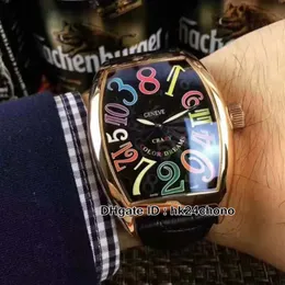 High Quality Crazy Hours 8880 CH Men's Automatic Watch Rose Gold Case Color Number Mark Black Leather Strap Gents Sport Watch248i