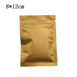 200Pcs 8 12cm Brown Matte Aluminum Foil Packing Bag Self Seal Mylar Zip Lock Drid Food Bean Snacks Storage Bags with Tear Notch Wh304B