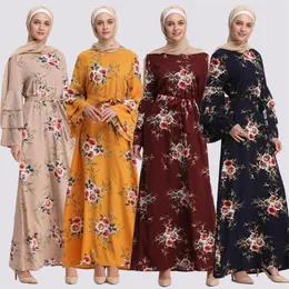 Nova Moda Muçulmana Vestido Estampado Feminino Abaya e Hijab Jilbab Roupa Islâmica Maxi Vestido Muçulmano Burqa Dropship March Saia Longa237i