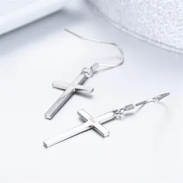 Fashion- Solid 925 Sterling Silver Croce Goccia Ciondola Orecchini Gancio Per Le Donne Ragazze Gioielli Regalo Pendientes Aros Oorbellen Orecchin266U