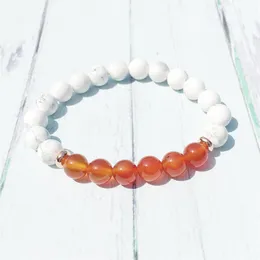 MG0442 8 mm Carnelian Women's Armband Howlite Emotional Balance Armband Natural Gem Stone Handgjorda armband hela247N