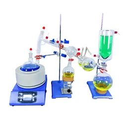 ZOIBKD Lab Supplies Short Path Distillation Set with Cold Trap 2000 ml Glassware & Heating Stirring Mantle Metal Stands and Clamps246m