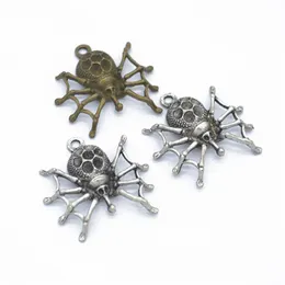 Masse 200 Stück Los 28 27 mm 3D Spider Charms Anhänger Antik Silber Antik Bronze Silber Farben3028