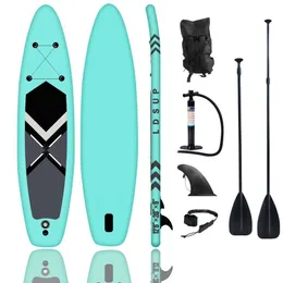 Kajak-Zubehör LinDo aufblasbares Stand-Up-Paddle-Board SUP Surfbrett Wassersport Surf-Set mit Schwanzflosse Fußseil-Inflator 230720