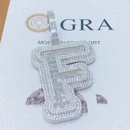 A-Z 925 Sterling Silber blinkender Moissanit-Buchstabenanhänger mit 3 mm 24-Zoll-Seilkette, Schmuck für Männer und Frauen, schönes Geschenk