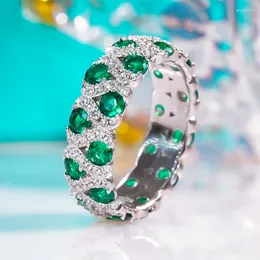 クラスターリングQinhuan Vintage Gemstone Ring High Carbon Diamond S925 Sterling Silver PT950 Platinum For Fine Fine Jewelry Luxury