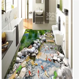 Floor Painting 3D Wallpaper Park Stone Creek Squid Bathroom 3D Flooring Mural-3d PVC Wallpaper Self-adhesive Floor Wallpaper-3d213s