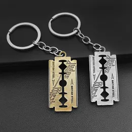 Punk Razor Blade Keychains for Men Metal Rock Band Judas Priest Key Chains for Men Gift for Boyfriend