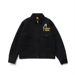 Men s Jackets HUMAN MADE 22AW Autumn And Winter Japanese Style Loose Retro Rabbit Embroidery Couple Jacket Men Women 230720