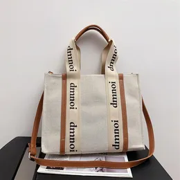 Fashion Canvas Handsbag Sac à main le lettre imprimé Stripe de grande capacité