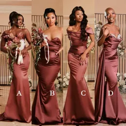Off Shoulder Mermaid Bridesmaid Dresses 2023 African Wedding Guest Party Gowns Black Women Evening Dress Plus Size Maid of honor r350u