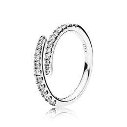 Clear CZ Diamond Shooting Star Ring Set Original Box för Pandora 925 Sterling Silver Women Girls Wedding Meteor Open Rings261i
