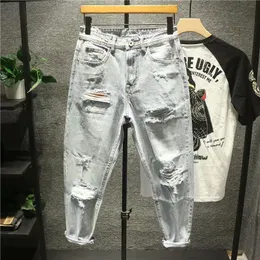 Men's Pants Ripped Jeans for Men Vintage Clothes Patch Hole Beggar Pants Jean Baggy Light Color 90s Streetwear Vintage Trousers 230720